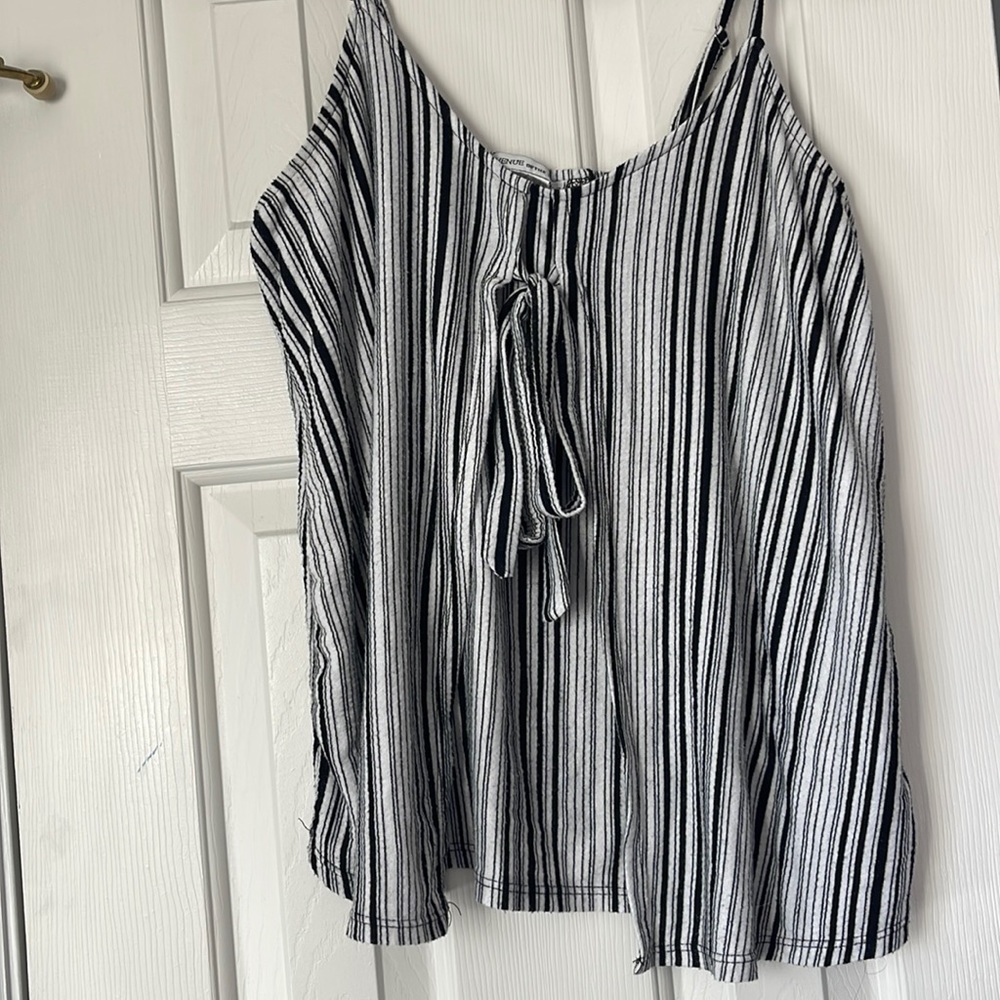 Flowy black and white striped tank top